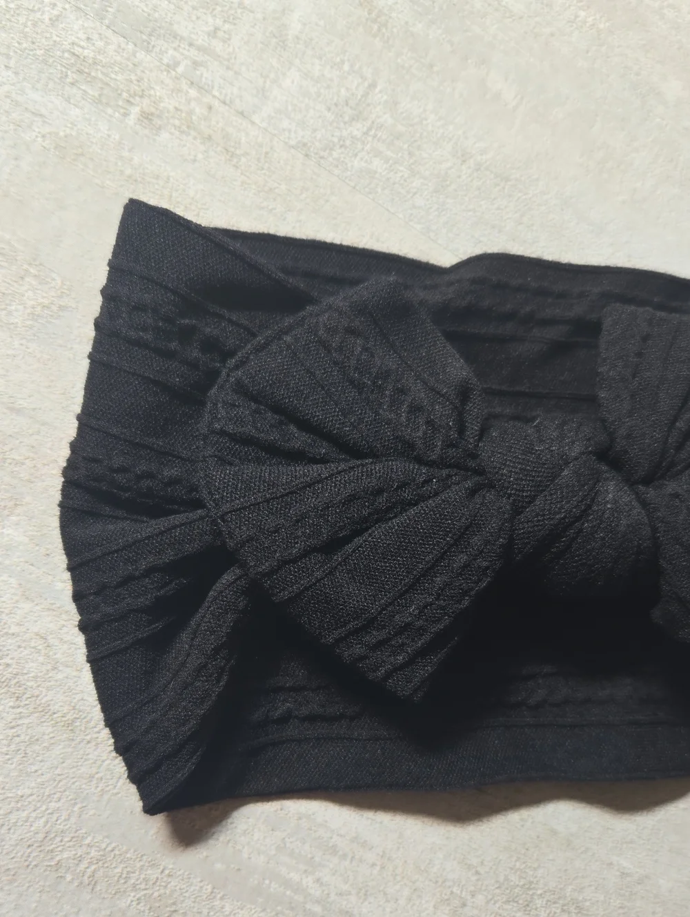 Baby Toddler Black Cable Knit Bow Headband Stretchy Wide Kids Top Knot Hair Band